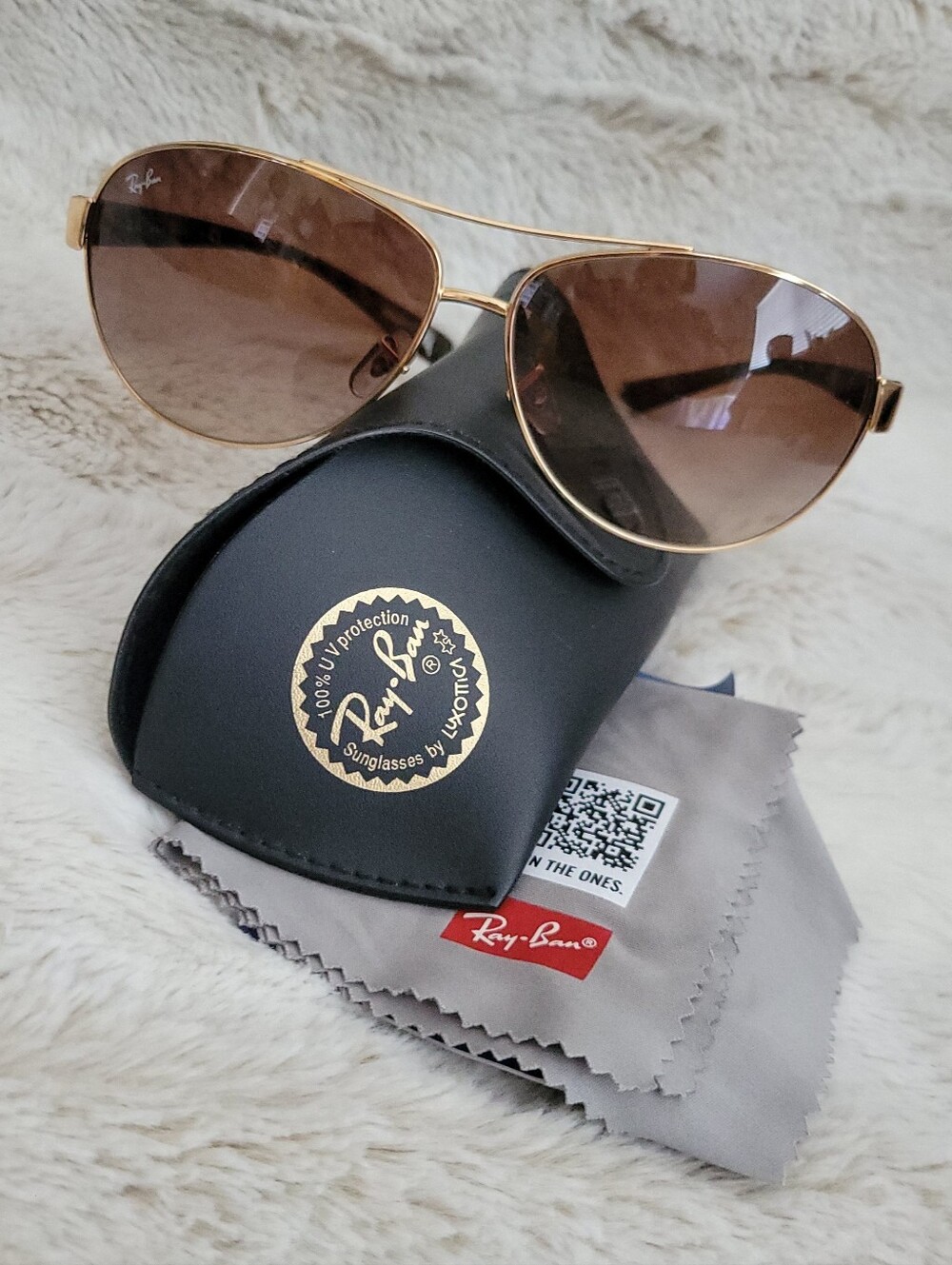 Ray-Ban Men’s Gold Frame Brown Lens Aviator Sunglasses RB3386